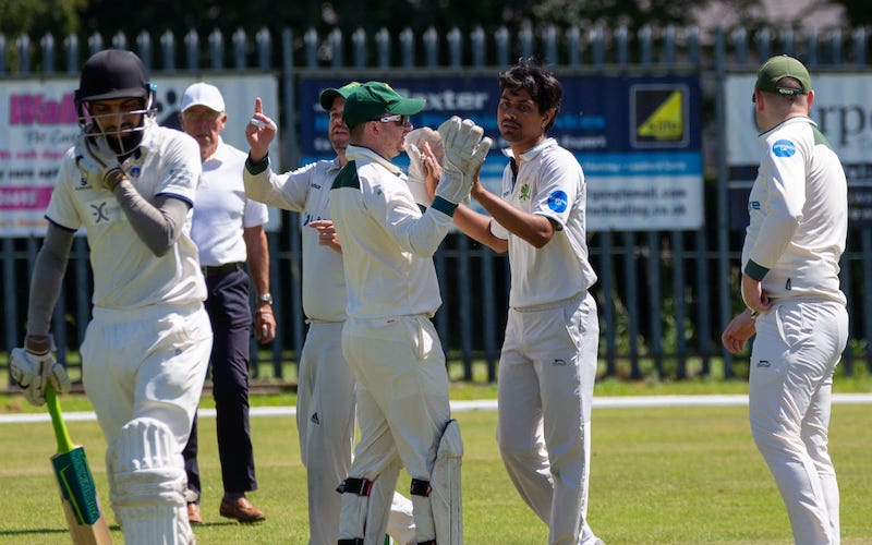 crossflatts CC celebrate a wicket